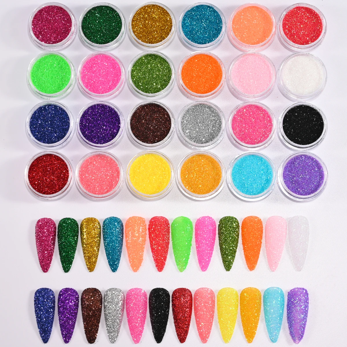 24 Potten Sprankelende Laser Glitter Suikerpoeder Set Kleurrijke Holografische Iriserende Glitter Nagelpoeder Sprankelende Pigmenten Manicure Stof