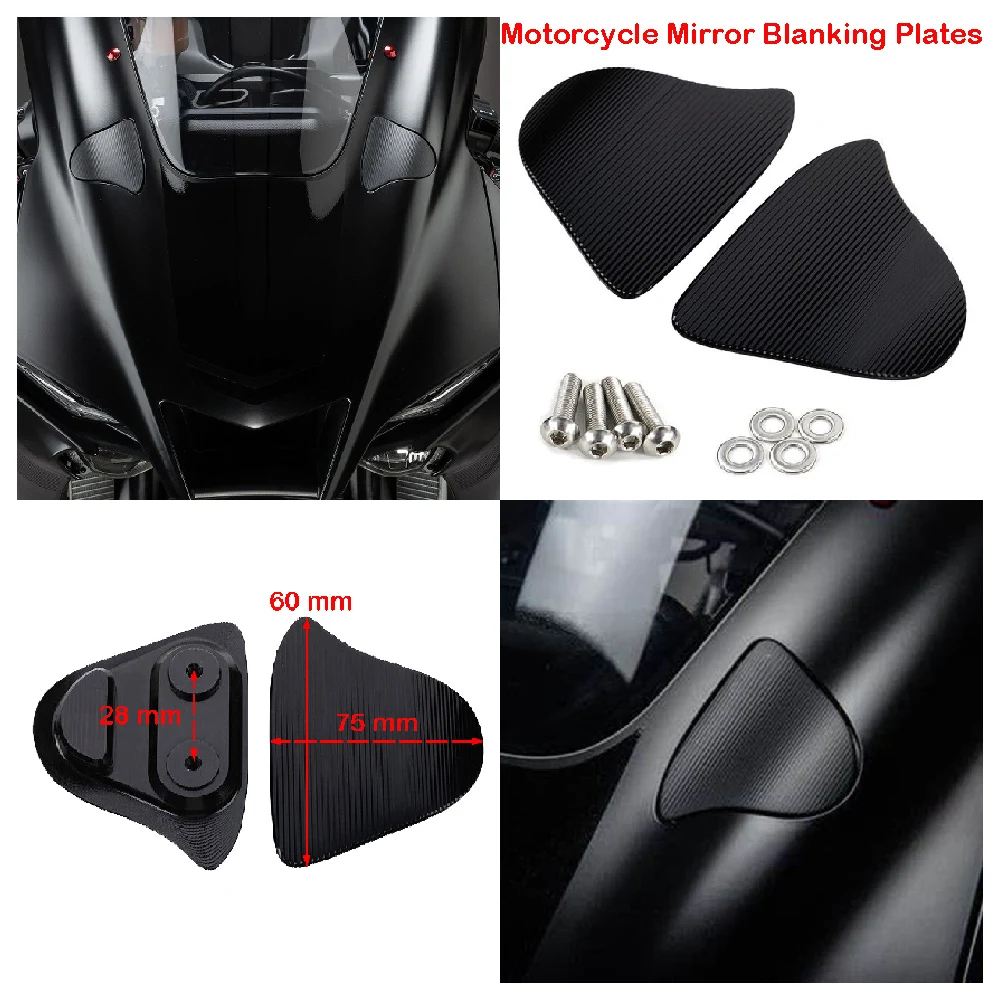 

Fits for Yamaha YZF R1 R1M ABS YZFR1 YZF-R1 YZF-R1M 2020-2025 Motorcycle Mirror Block Off Plates Mirrors Blanking Base Hole Caps