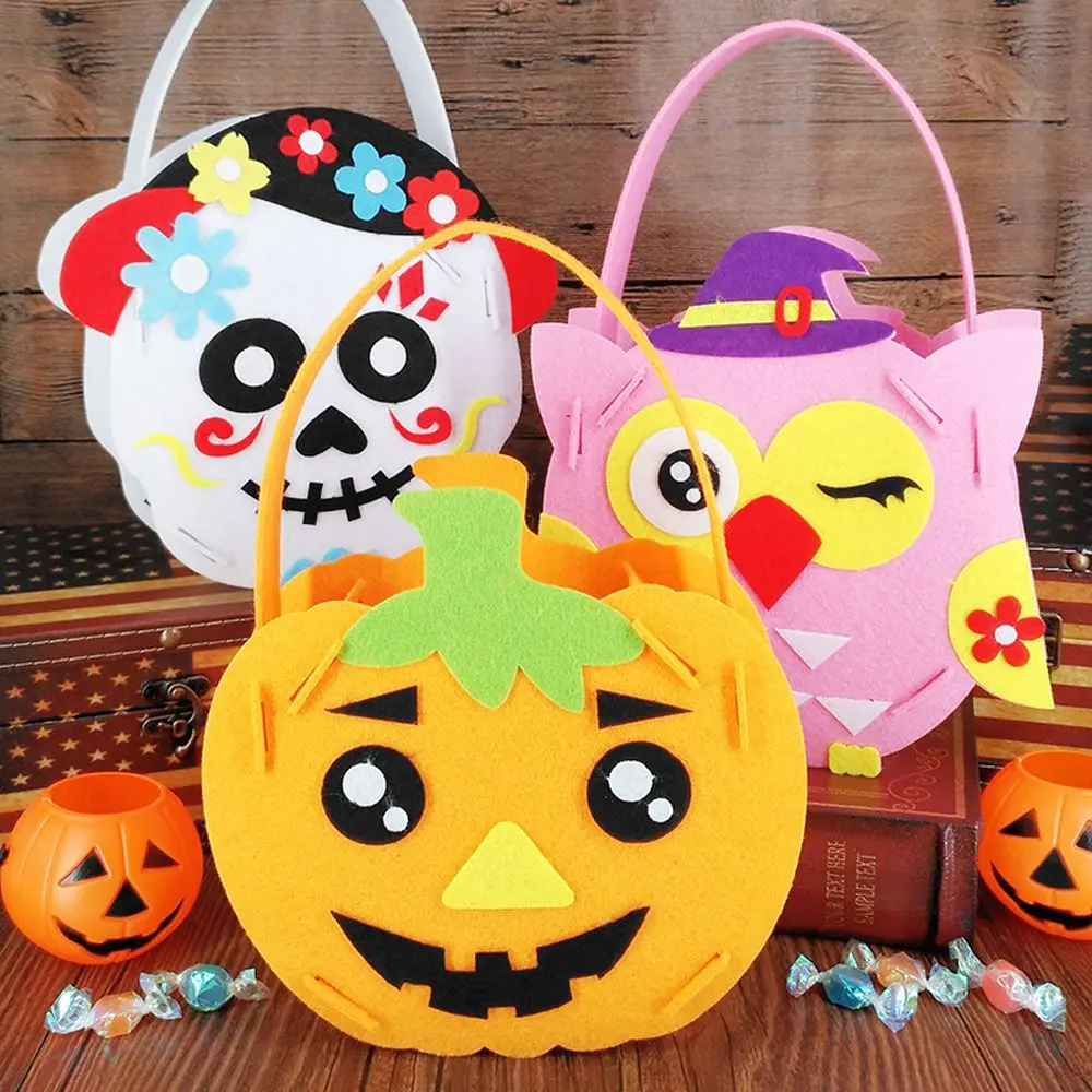 

Trick Or Treat Halloween Decoration For Kids DIY Material Tote Bag Halloween Candy Bag Gift Basket Storage Bucket Halloween Bag