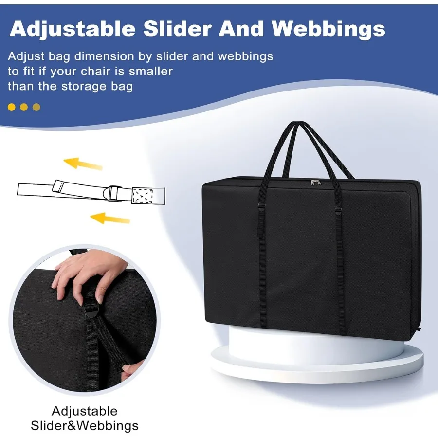 حقيبة تخزين للكرسي شديدة التحمل من Explore Land للطي الطويل بدون جاذبية وخفيفة الوزن ونقل قابل للطي ومشاية دوارة باللون الأسود