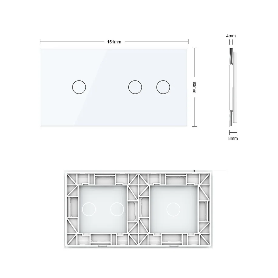 Livolo EU Standard ,Luxury Pearl Crystal Glass,151mm*80mm,DIY Part ,Double Glass Panel,C7-C1/C2-11,Only Panel ,No Logo