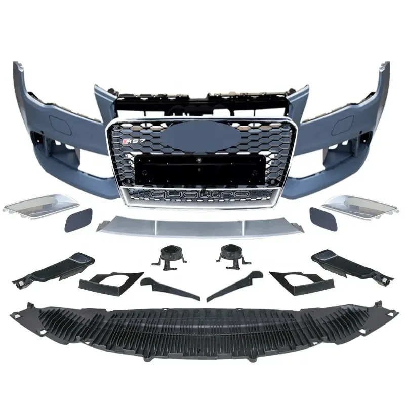 Car A7 C7 S7 Front Bumper Body Kit RS7 Style Front Bumper With Grille Grill for      A7 S7 C7 2009 2010 2011 2012 2013 2014 2015