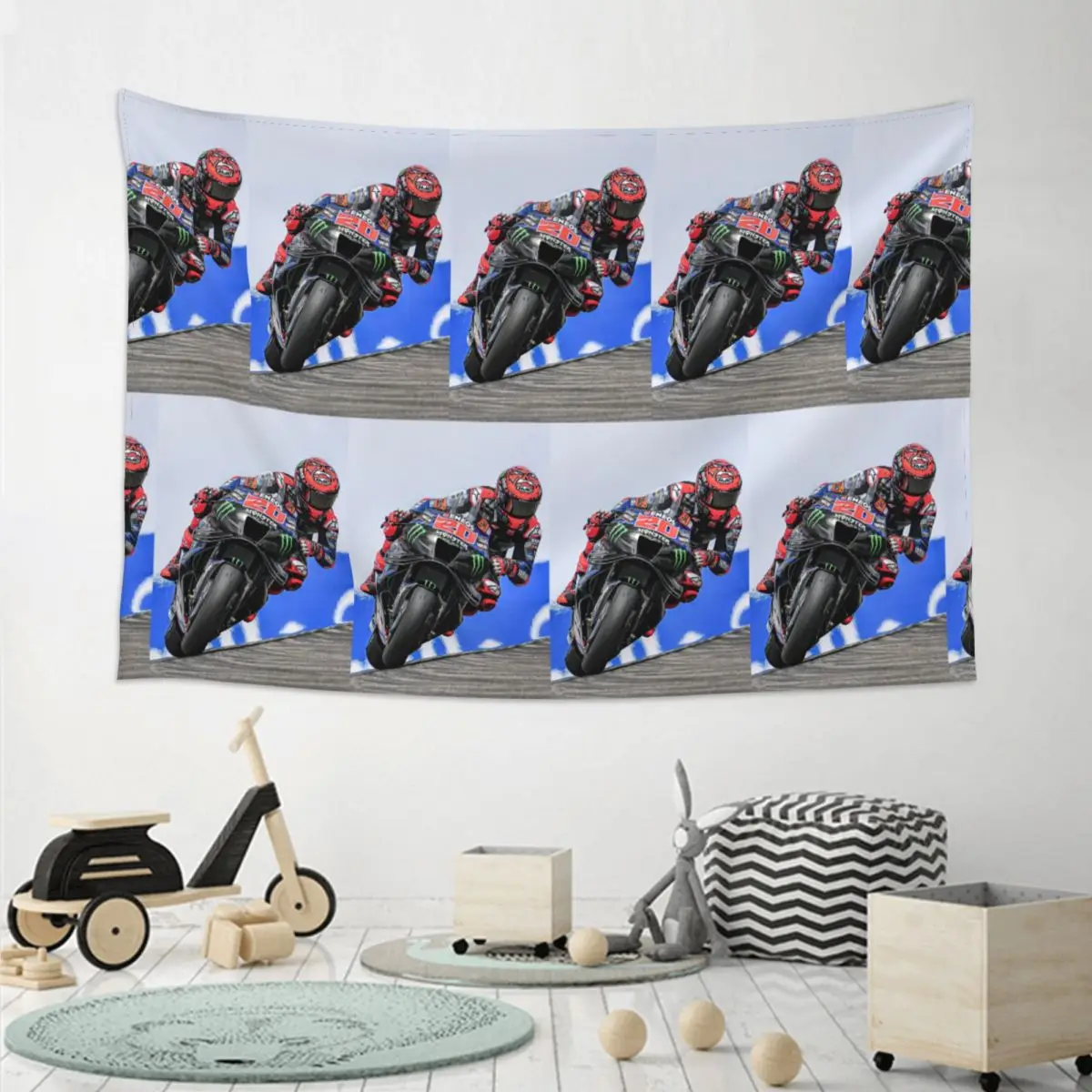 Fabio Quartararo French Motorcycle Racer Tapestry Funny Wall Hanging Aesthetic Home Decor Tapestries for Bedroom Dorm Room