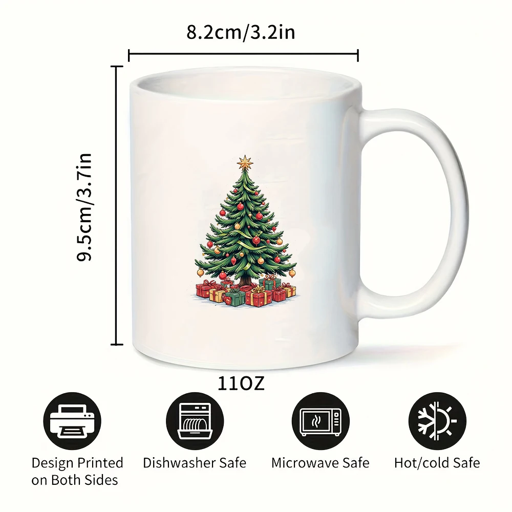 11oz Cup +Cartoon Christmas Tree Design + Kids Cup Christmas Gift for Family Office Creative Coffee Cup Gift