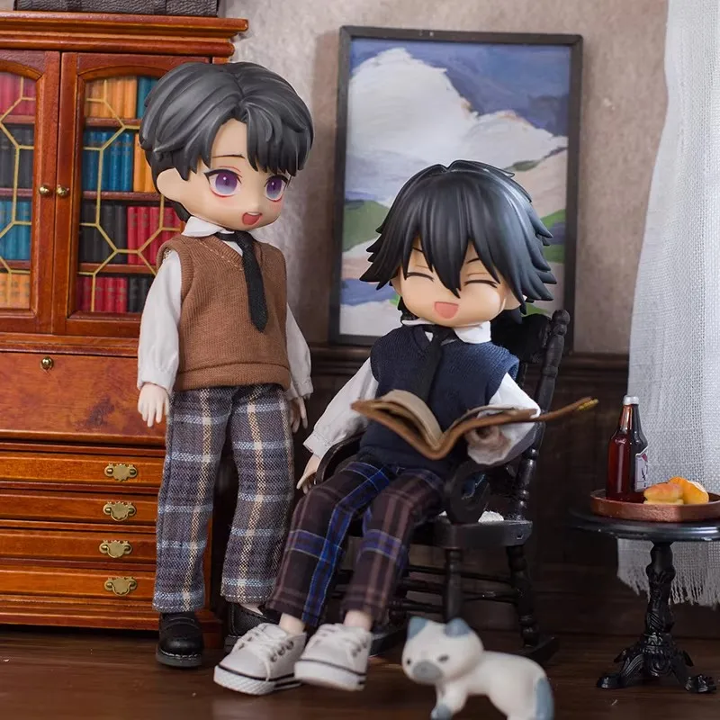 For 1/12 Asi 2.0 Doll School Uniform Vest Shirt Tie Plaid Pants Outfit 1/12 BJD Doll Cloth Doll Clothes