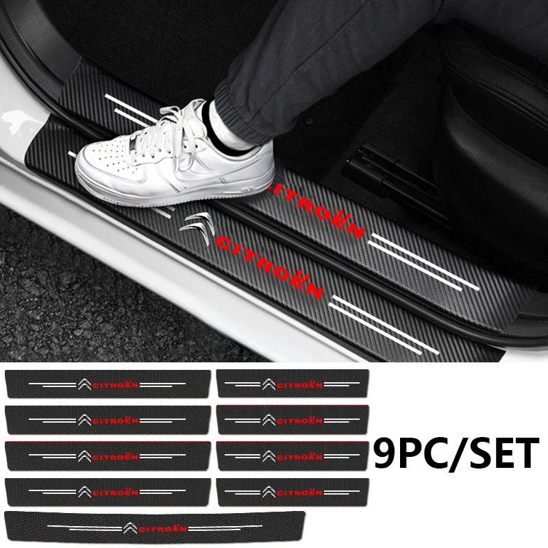 

4/5Pc PU Leather Carbon Fiber Car Door Sill Threshold Protector Stickers For Citroen C4 C3 C5 C1 C2 Berlingo Celysee Cactus Saxo