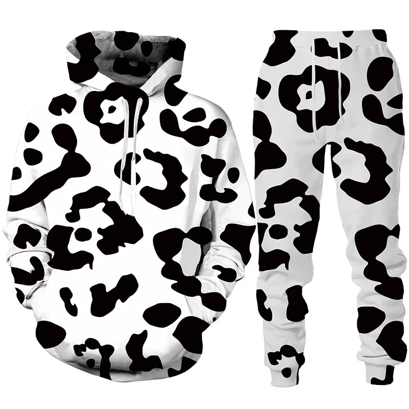 Kids Sweatshirts Set 3D Print Spotted Leopard Boys Girls Hoodie +Pants Two Piece Loose Long Sleeve Pullover Sweatshirt Clothing