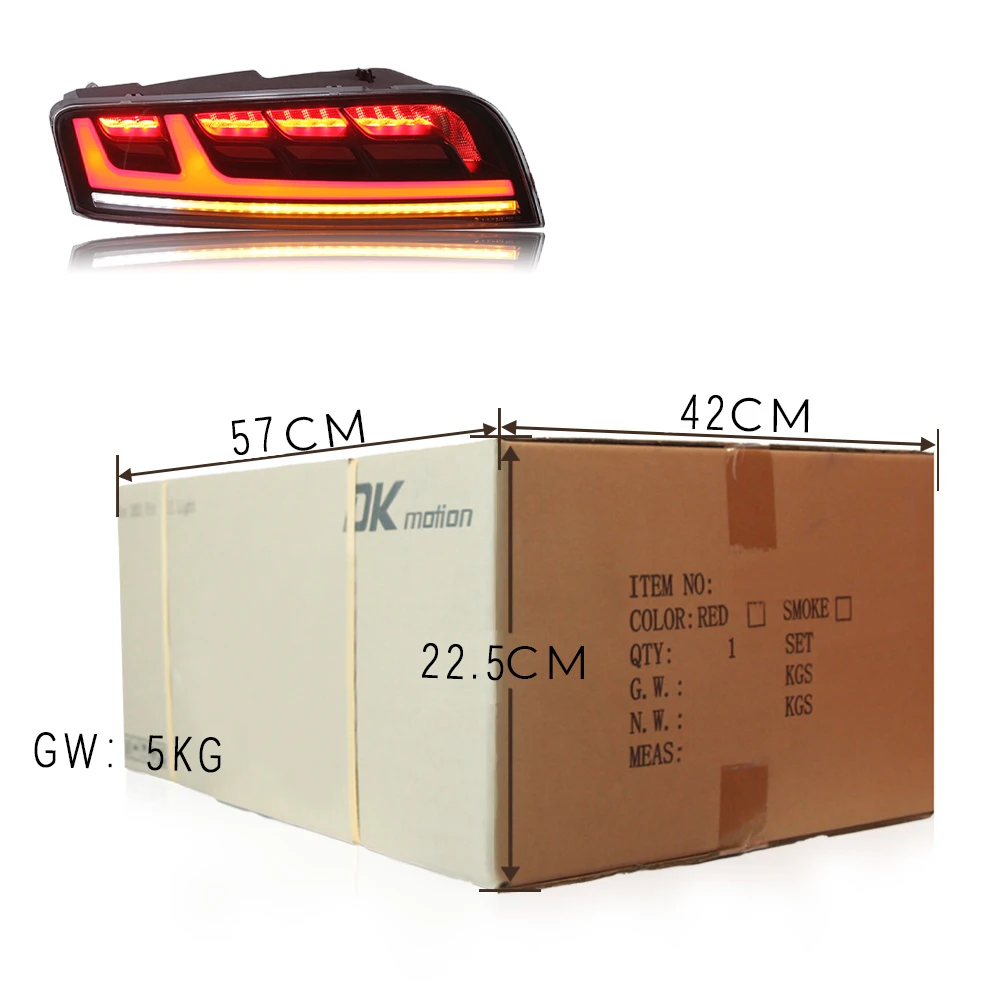 DK Motion New Clear Smoke LED Tail Lights for Audi R8 5.2t 2008-2016 ABS Waterproof Car Rear Lights