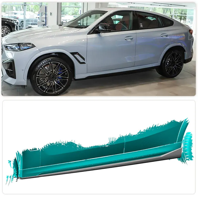 ملحقات التنانير الجانبية للسيارة Prepreg الكربون الجاف لسيارات BMW X6M F96 LCI 2023 2024 سباق الجانب مصد الباب المئزر الشفاه المفسد مجموعات الجسم #2