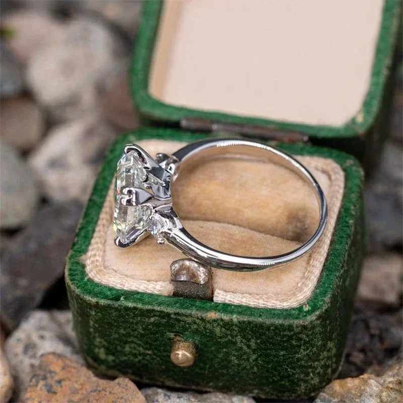 2025 الكلاسيكية الأميرة ساحة زركون العصابات الزفاف خواتم نسائية عالية الجودة الفضة مطلي اقتراح مجوهرات الخطوبة #1