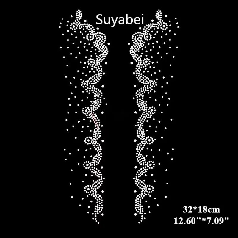 

2pc/lot Beautiful pant seam design hot fix rhinestone iron on transfers motif strass iron applique patches Embellishment