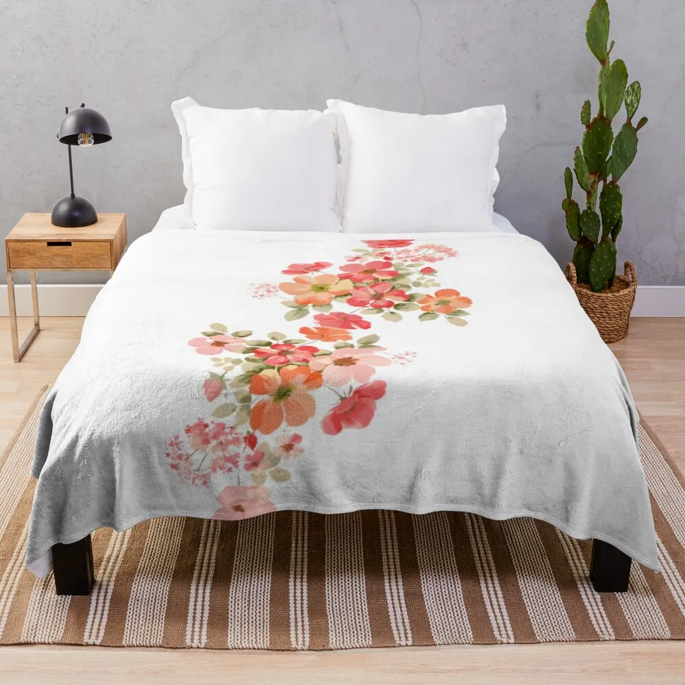 

Pink Floral Art Throw Blanket Soft Big Warm Blankets