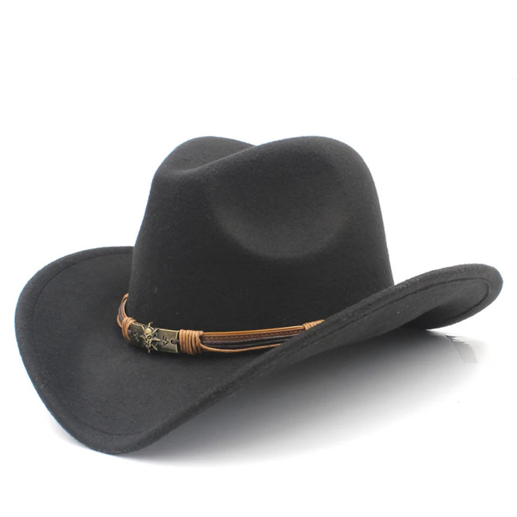 Damen Herren Cowboyhut Unisex Western Style Cowgirl Caps Fedoras mit handgefertigtem Hutband für Halloween Geburtstag Party Cosplay – Detail 5
