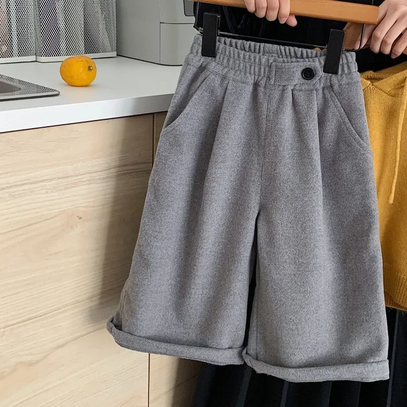 

Children's Woolen Pants Korean Version, New Autumn Stylish and Versatile for Boys and Girls, Casual Autumn Pants