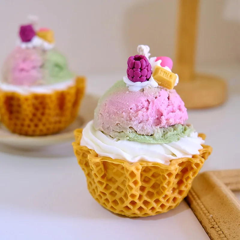 Mini gelato Stampo in silicone Candela profumata Aroma Pietra Gesso Torta da dessert Ornamenti 3D Argilla in resina Decorazione di simulazione alimentare