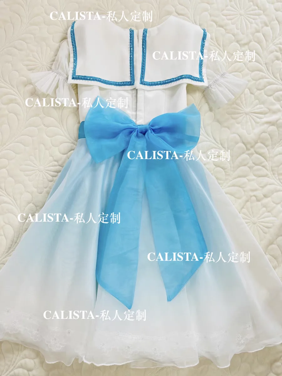 2024 PROM Variations Tutu Private custom white blue navy collar diamond set long gauze dress