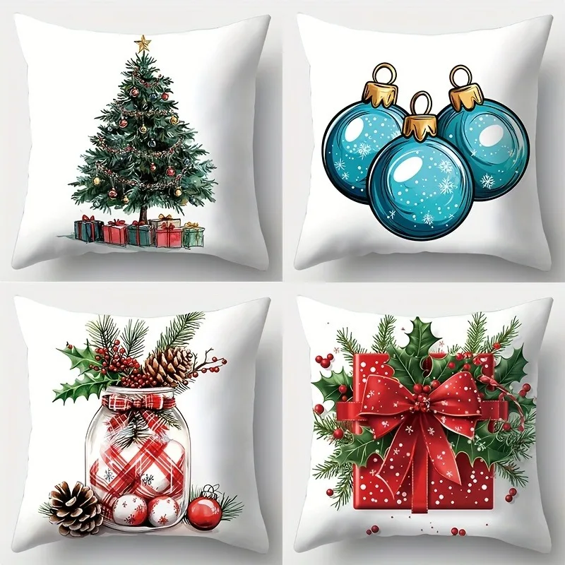 

Home Decor Christmas Elements Decorative Pillow Covers Pattern Cushion Cover Suitable For Sofa Bedroom Car Pillow Cover