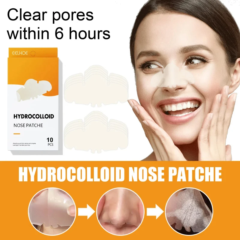 New 10Pcs Hydrocolloid Nose Patches Hydrocolloid Patches Blackhead Removal Deep Cleansing Pore Strips For Face Nose and Pores