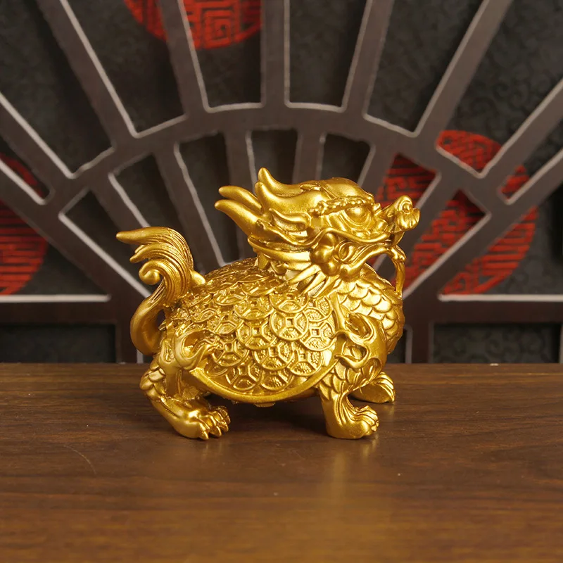 Sand-colored Millennium Ornament, a home decoration to attract wealth and good fortune, a lucky dragon turtle for