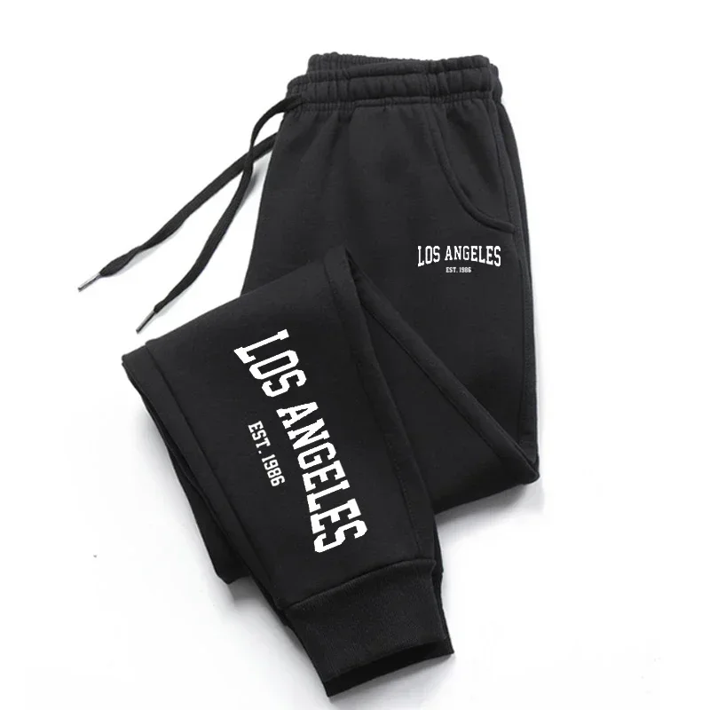 Teenagers LOS ANGELES Printed Pants Casual Autumn Long Trousers Outer Sport Jogging Sweatpants Harajuku Streetwear