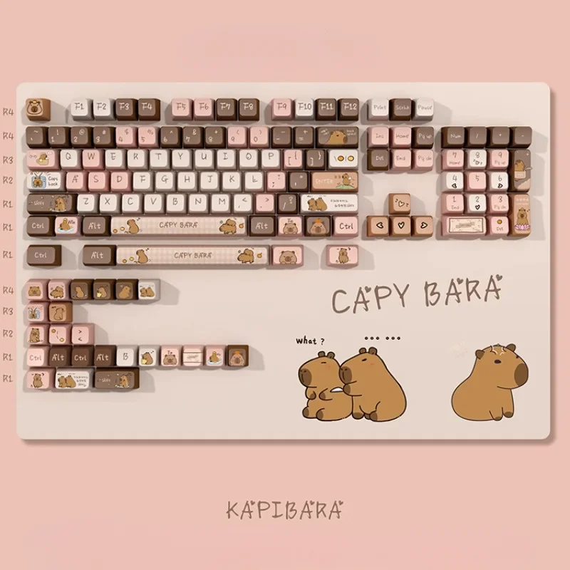 

Capybara Theme KeyCap Set 134Key PBT Custom Cute Pink Girl Keyboard Cap MDA Profile KeyCap for Mechanical Keyboard Accessories