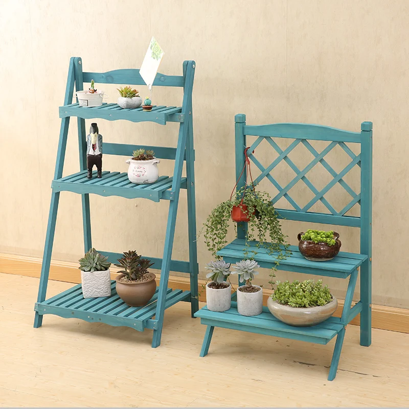 Vintage Rustic Shelf, Solid Wood Foldable Organizer, Weatherproof Tiered Planter, Matte Storage Rack with Water-Based Paint