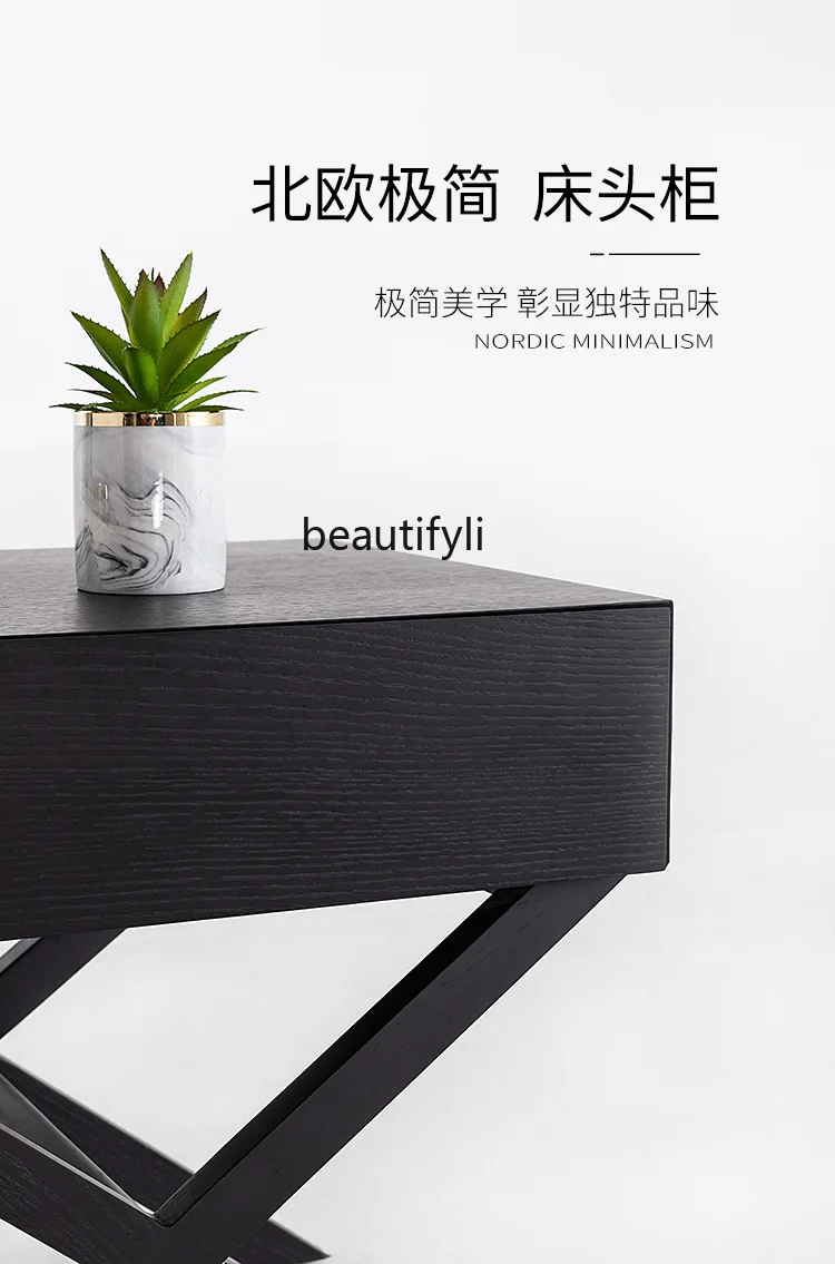 Italian Style Solid Wood Bedside Table Bedroom Storage Nordic Creative Bedside Cabinet Coffee Table