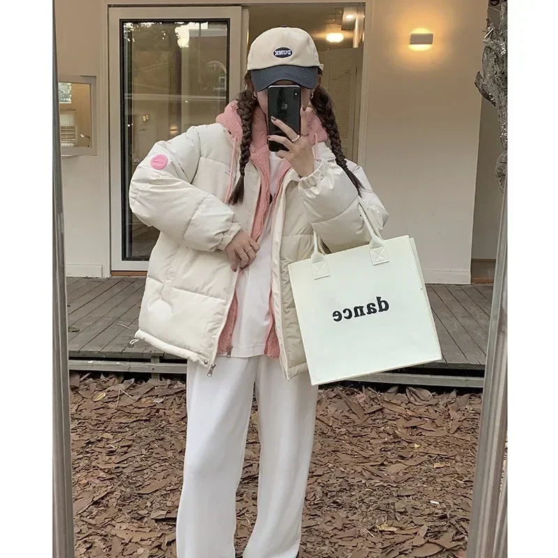 Y2K Koreanische Nette Gefälschte Zwei-stück Mit Kapuze Lose Baumwolle gefütterte Jacke Weibliche Winter Neue Casual Baumwolle gefütterte Jacke weibliche Mäntel