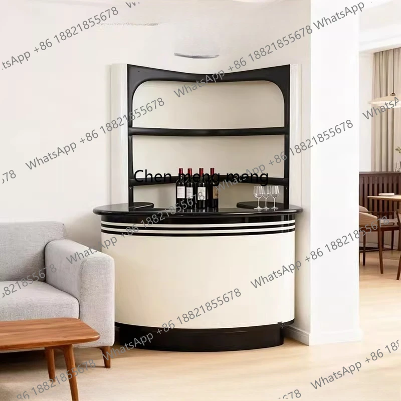Light luxury high-end solid wood triangle wall-walled wine cabinet sideboard designer storage villa household storage cabinet
