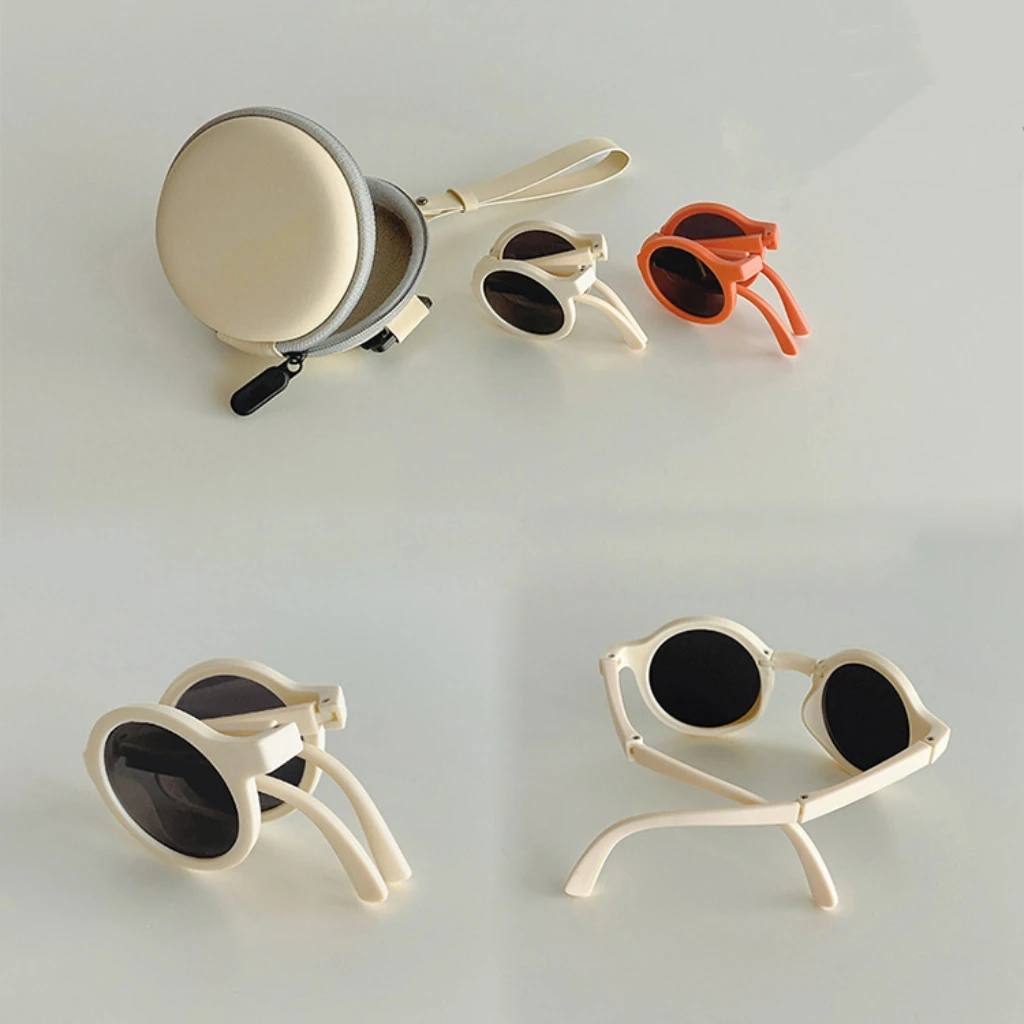 Foldable Kids Sunglasses Girls Boy Children Sun Glasses Round Street Beat Eyeglasses Cute Baby Eyewears UV400 Oculos De Sol