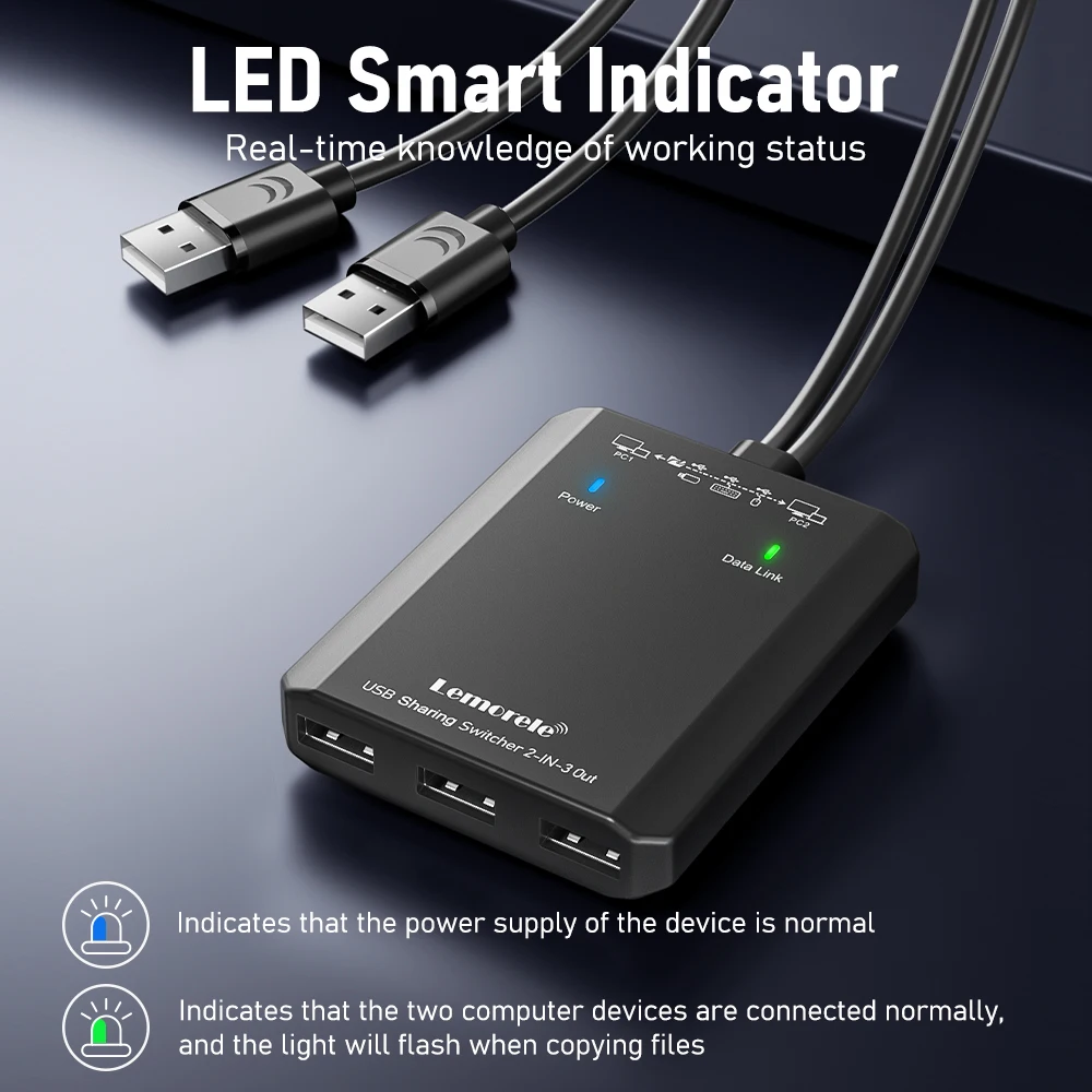 Imagem -05 - Lemorle-usb a Switch Kvm Switch sem Botão Switcher para pc Teclado Mouse Impressora Pcs Compartilhamento de Dispositivos