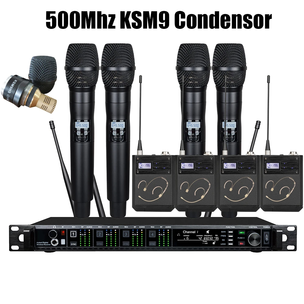 Leicozic AD4Q 4 Channel Wireless Microphone Professional Stage Microfone Condsensor KSM11 KSM9 BETA87A Capsule 500/600/900Mhz