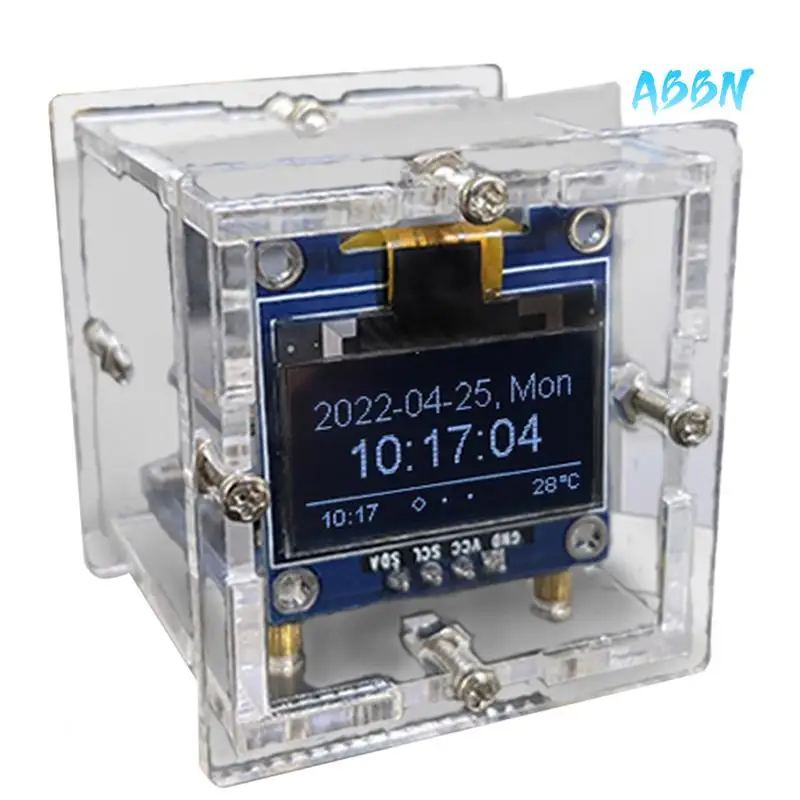 ABBN-ESP8266 Электронный комплект «сделай сам», мини-часы, OLED-дисплей, подключение с корпусом, проект пайки «сделай сам»