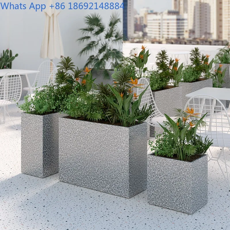 Outdoor Balcony Courtyard Flower Box Imitation Terrazzo Planting Box Set Mall Outdoor Fence Partition Flower Box