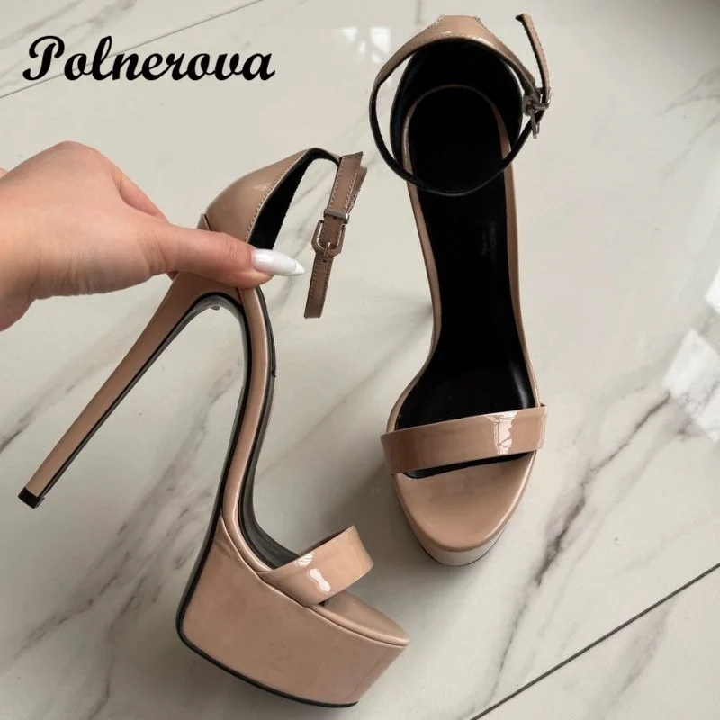 

Platform Stiletto Heels Sandals for Women Ankle Buckle Strap High Heels Luxury Designer Summer Sandalias De Mujer Verano