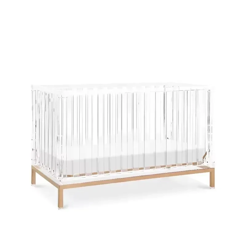 Elegant European Style Assembled Acrylic Crib for Baby Nursery Furniture Durable Clear Design Safe Sleeping Bed for Infants