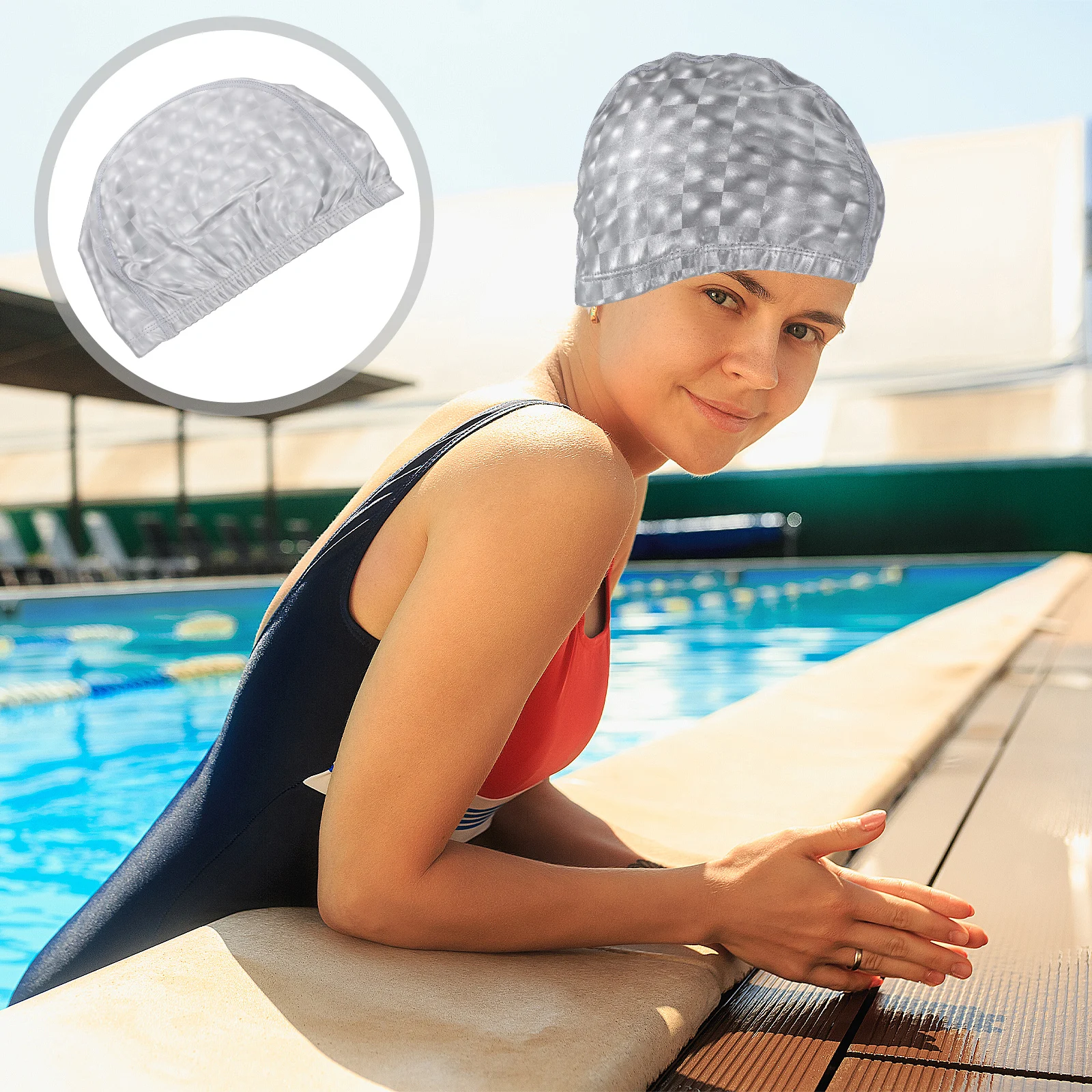 

Adult Swim Caps Waterproof Lightweight Flexible PU Hat for Comfortable Pool Use Reduces Head Fatigue Hair Protection