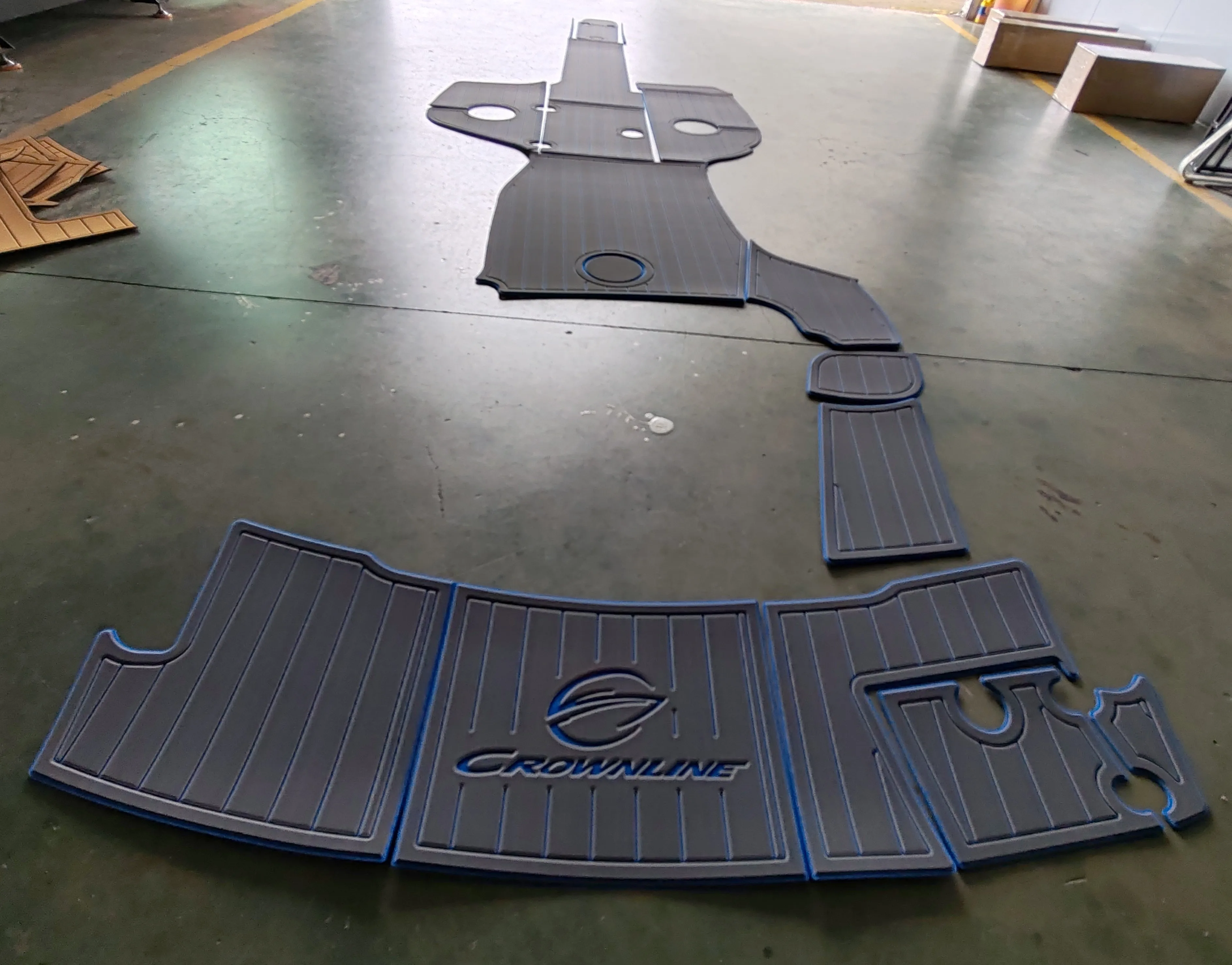 Non-Slip EVA Faux Teak Marine Mat Self-Adhesive 6mm Yacht Cockpit Pad for 2019-2021 Crownline E285 Boat Decking Easy Install
