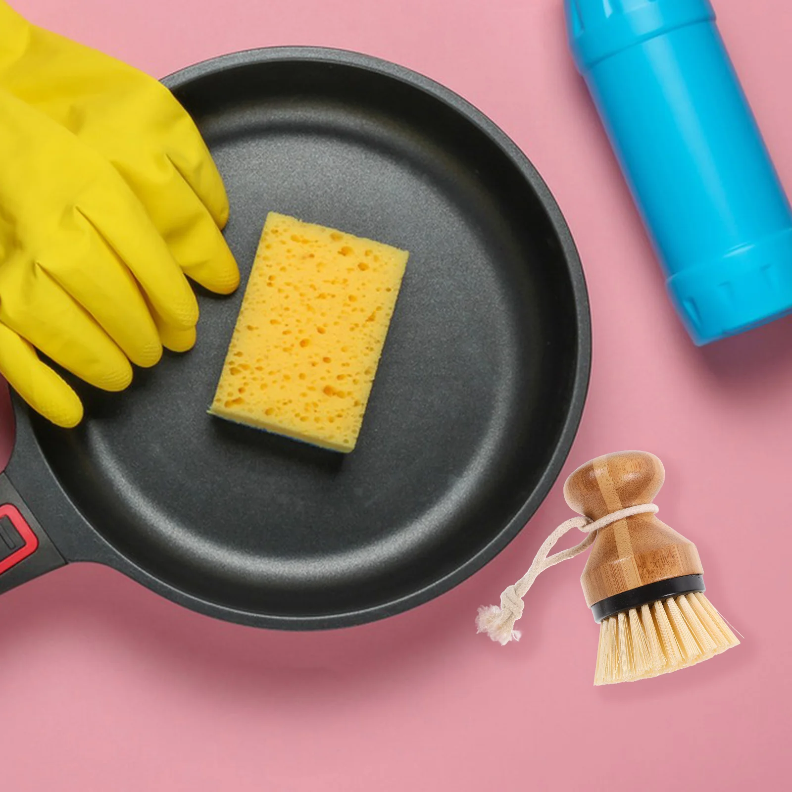 

2pcs Dish Scrubber Kitchen Cleaning Brush Wok Pan Sink Scrub Brush Thick Bristles Non-Scratch Easy Grip Kitchen Supplies