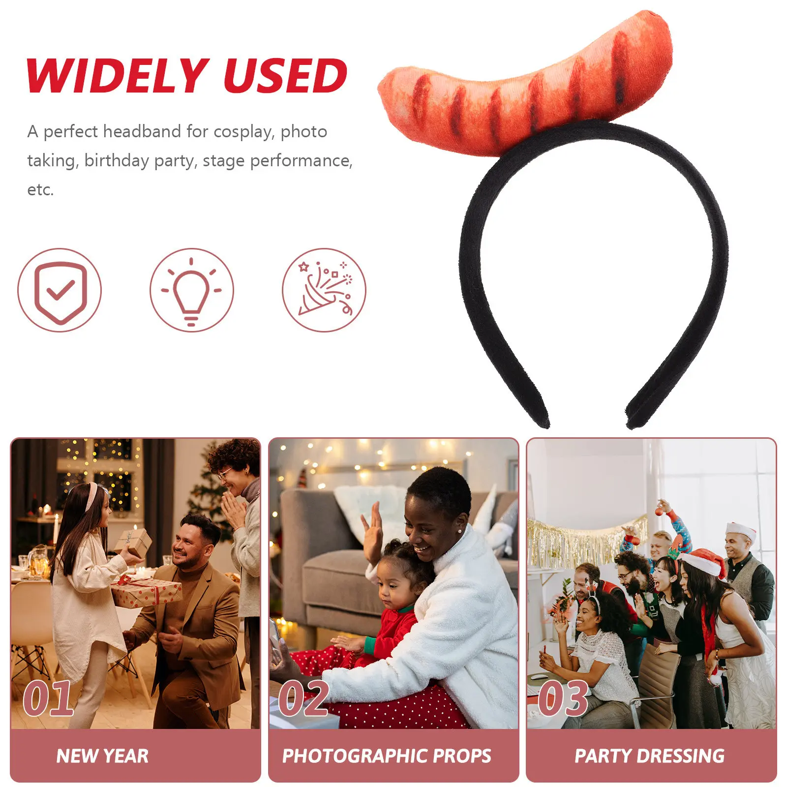 

Fun Simulation Food Headband 1 Piece Party Dress Up Headband for Women Girls Festival Carnival Photo Booth Cosplay Hair