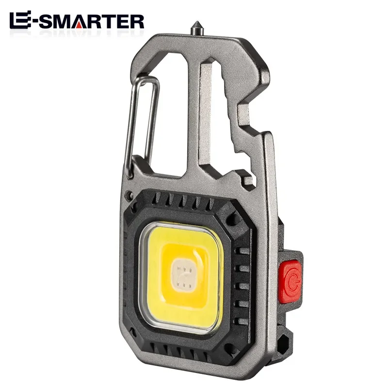 Mini LED Flashlight Work Light Rechargeable Camping Light COB Keychain Light Portable Pocket Wrench Screwdriver Safety Hammer