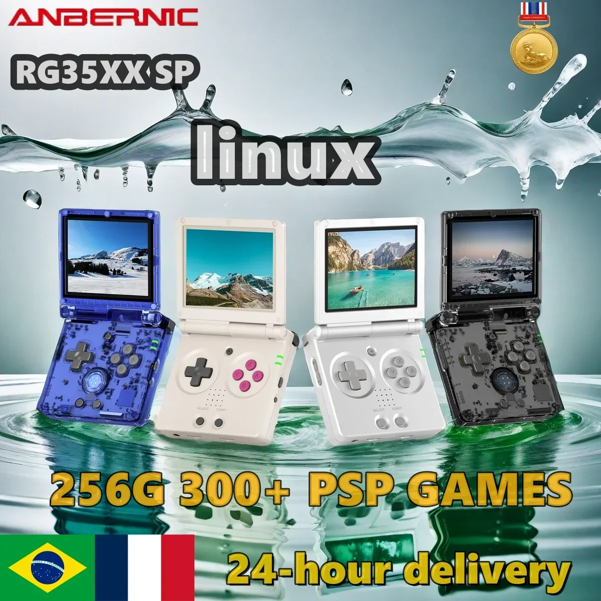 ANBERNIC RG35XXSP 3.5'' IPS Screen Flip Handheld Console Linux System HDMI-compatible TV Output 256G 300+PSP Games Pre-installed