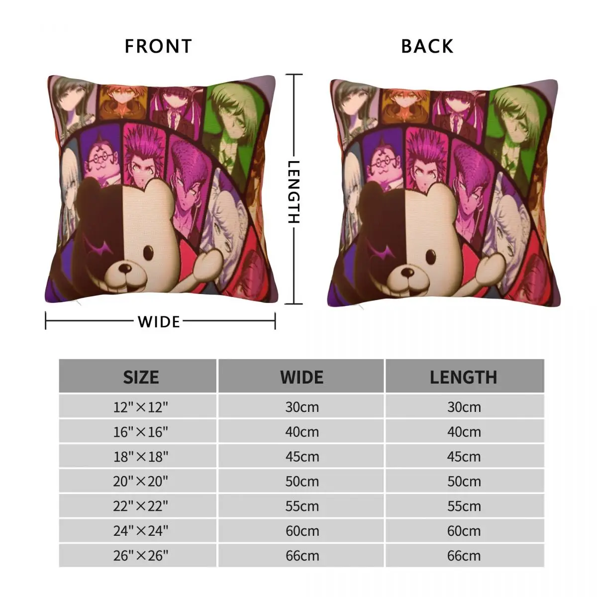 Danganronpa Monokuma Pillowcase Polyester Linen Velvet Creative Zip Decor Sofa Seater Cushion Cover Wholesale