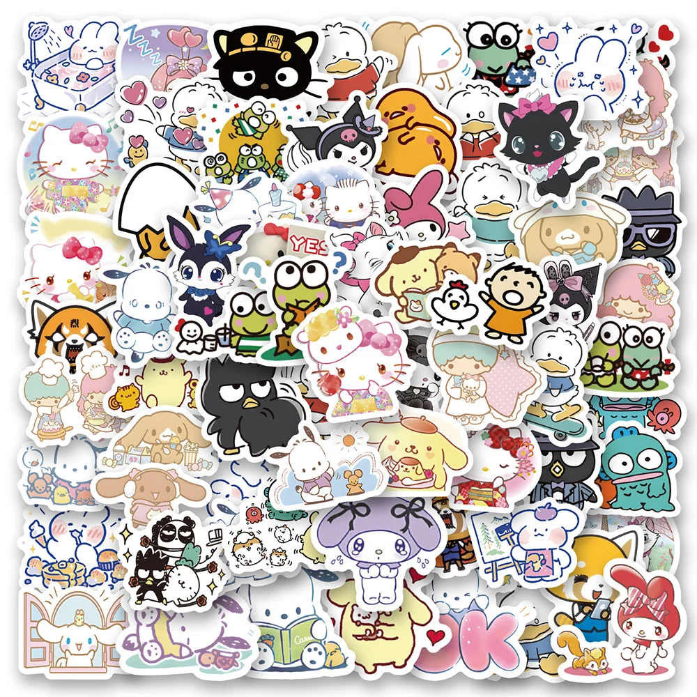 

10/30/50/100Pcs Kawaii Aesthetic HelloKitty Kuromi Pochacco Stickers Sanrio Vinyl Decals DIY Phone Bike Cute Decoration Sticker