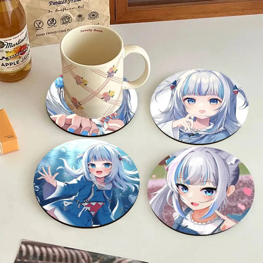 Hololive VTuber Gawr Gura Wooden Coasters Heat-resistant And Non-slip Suitable For Restaurants And Cafes And Make Great Holiday