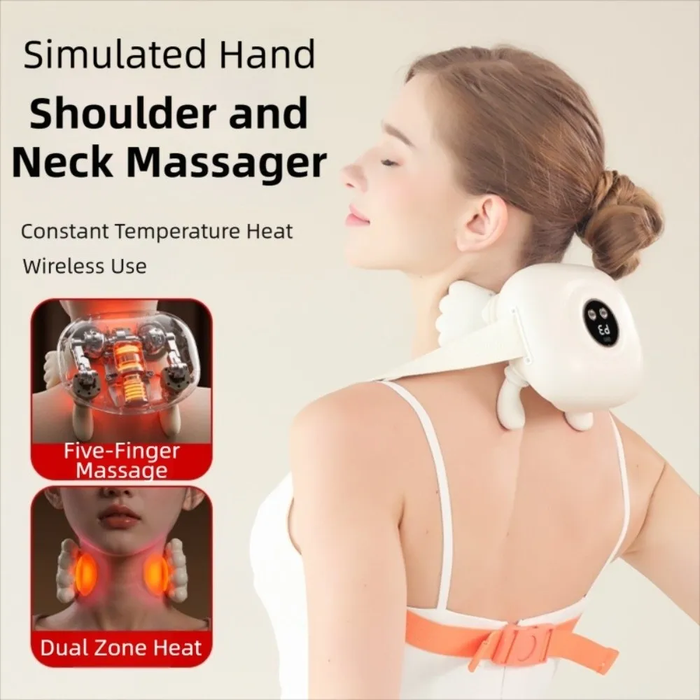 USB Charging Neck And Shoulder Heating Massager 6D Hand-Simulated Bionic Hand Trapezius Muscle Massager Mini Comfortable