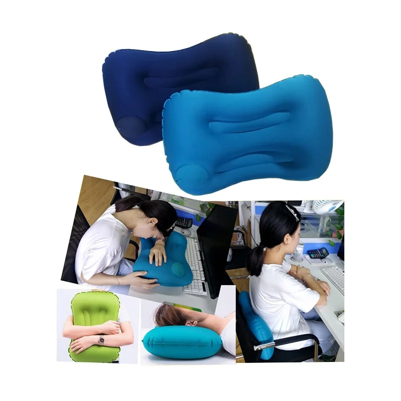 Cama de aire inflable, almohada de viaje, cojín para acampar, senderismo, mochilero