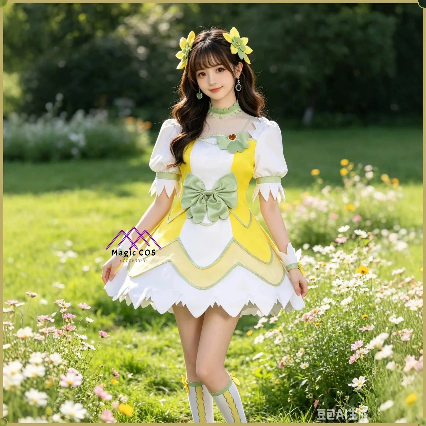 

Alice Yotsuba Cure Rosetta Cosplay Costume Women High Quality Anime Orange Yellow Lolita Outfit Role Playing Comic Con Party