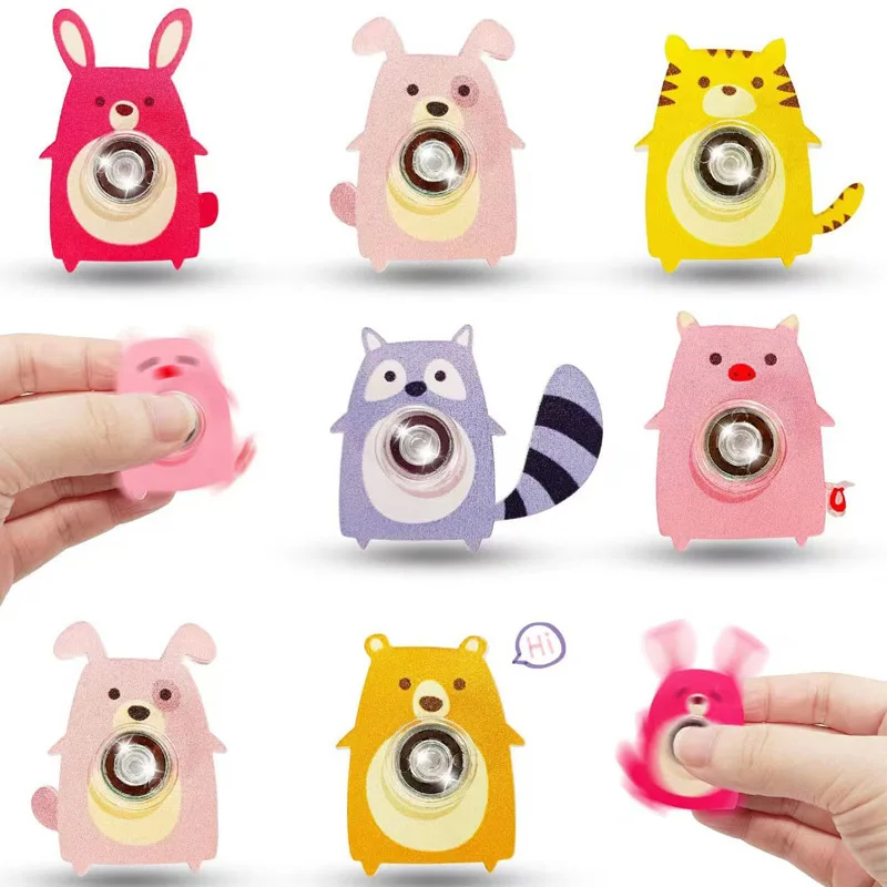 10PCS Cartoon Animal Small Fidget Spinner for Kids ADHD Stress Relief Sensory Toys Party Favors Goodie Bags Stuffers Boys Girls