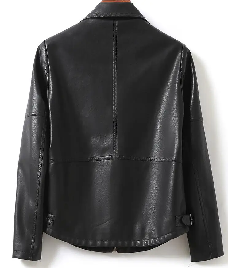 Nuova giacca da donna primavera autunno moda casual manica lunga cerniera corta cappotto in pelle capispalla larghi in pelle crosta